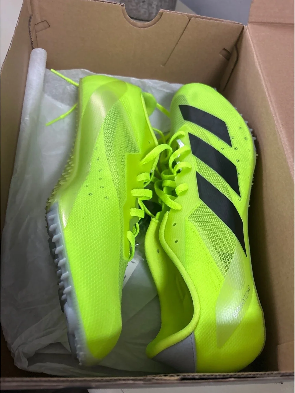 New Adidas Sprintstar Track and Field Spikes Shoes  Size 11 US Men Yellow Black